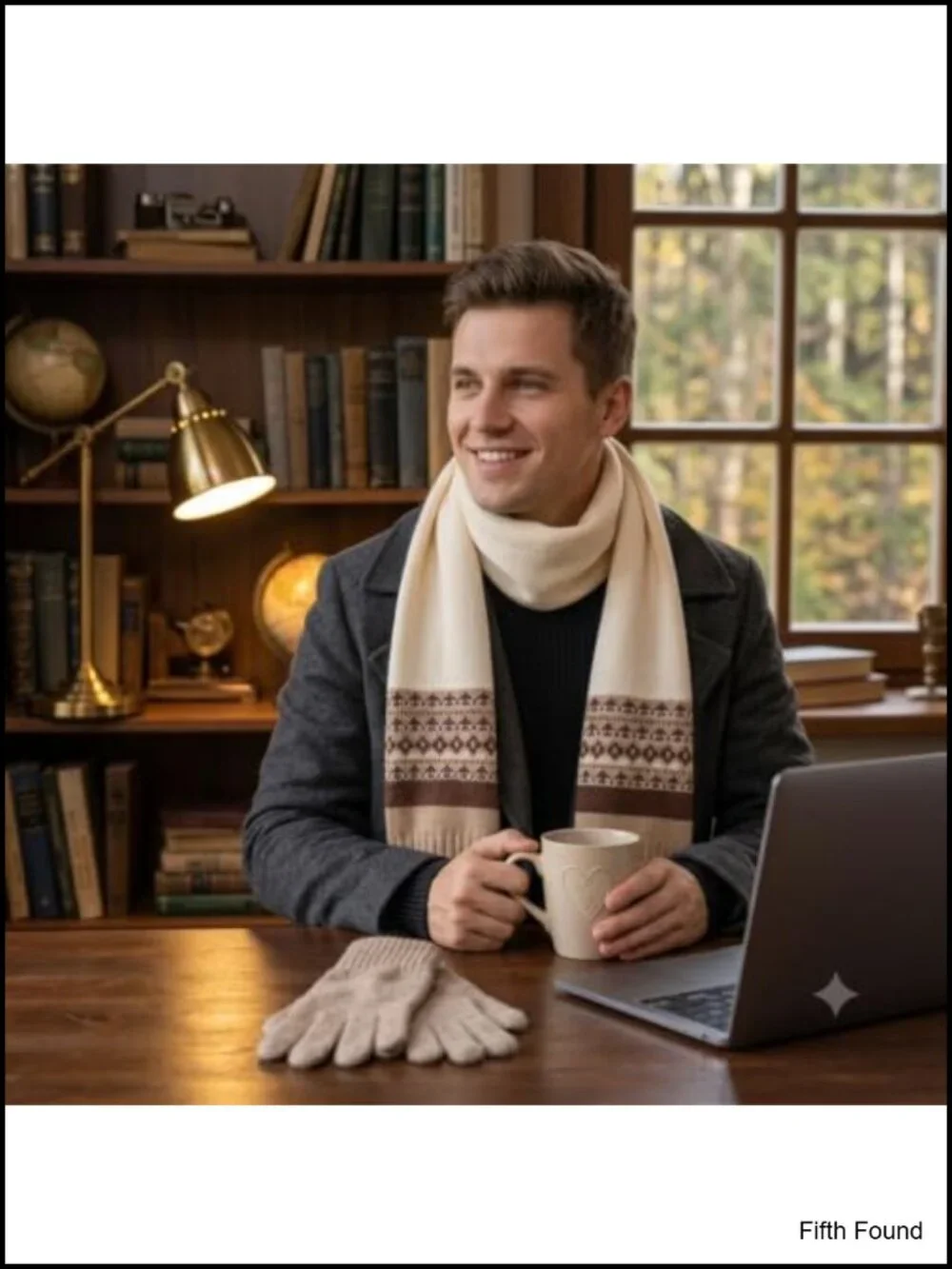 Geometric Knit Scarf 100% Polyester Winter Wrap Unisex